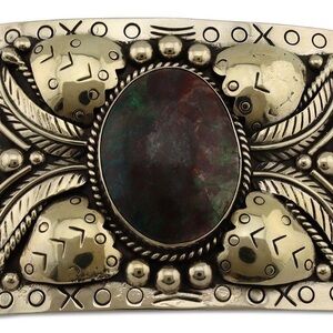 Gold and Black Ornate Belt Buckle